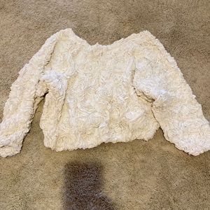 American Apparel White/Off White Rose Cropped Blouse